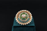 Luxurious Green Heart Ring Outlined with Diamonds: Exquisite Jewelry by Khaitan Jewels