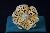 Women's Silver Golden Flower Ring: Exquisite Jewelry by Khaitan Jewels