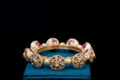 Designer Polki Gold Flower Bangles: Exquisite Jewelry By Khaitan Jewels