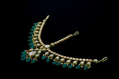 Green Bridal Polki Mangtika: Luxurious Silver Jewelry by Khaitan Jewels