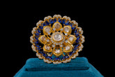 Kundan Ring With Blue Stone Work By Khaitan Jewels