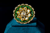SILVER RING WITH ATTRACTIVE GREEN STONE BY KHAITAN JEWELS
