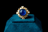 Sapphire Sparkle Polki Ring: Exquisite Jewelry By Khaitan Jewels
