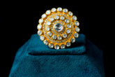 Elegant Heritage Moissanite Polki Ring: 18KT Gold Plated Silver Jewelry By Khaitan Jewels