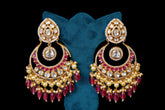 CHAND BALIYA WITH RED STONE HANGING BY KHAITAN JEWELS