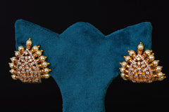 Luxe Silver and Pearl Drop Earrings by Khaitan Jewels