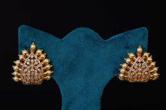 Luxe Silver and Pearl Drop Earrings by Khaitan Jewels