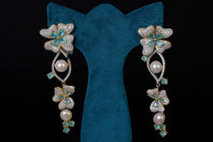PetalLuxe Silver Earrings by Khaitan Jewels