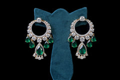 Enchanting Emerald Moissanite Polki Designer Necklace Set: Luxurious Silver Jewelry By Khaitan Jewels