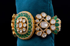 Round Shaped bracelet with green stone work by Khaitan Jewels