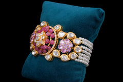 Blush and Brilliance: Bracelet Adorned with Pink Stones and Diamonds by Khaitan Jewels