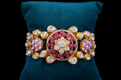 Blush and Brilliance: Bracelet Adorned with Pink Stones and Diamonds by Khaitan Jewels