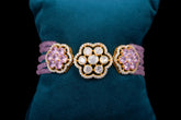 Polki Charm: Pink Elegance Bracelet By Khaitan Jewels