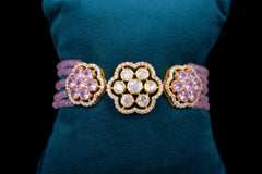 Polki Charm: Pink Elegance Bracelet By Khaitan Jewels