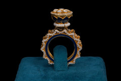 Timeless Luxe: Polki Ring with Diamond Accents By Khaitan Jewels