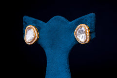 Moonlit Bloom Silver Polki Earrings By Khaitan Jewels