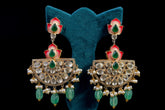 Silver Leaf and Gem Earrings by Khaitan Jewels