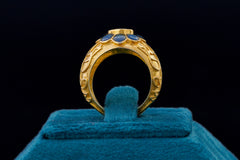 Blue Blossom Gold-Plated Silver Ring By Khaitan Jewels