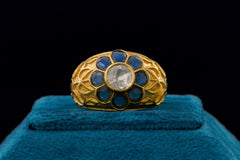 Blue Blossom Gold-Plated Silver Ring By Khaitan Jewels