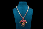Pink and Gold Pearl Pendant Necklace by Khaitan Jewels