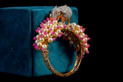 Pink Pearl Pachyderm Sparkle Bracelet by Khaitan Jewels