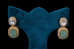 Jade Allure: Polki Green Stone Pendant Necklace by Khaitan Jewels