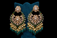 Emerald Elegance Polki Earrings by Khaitan Jewels