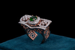 Serene Greenstone Diamond Ring By Khaitan Jewels