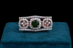 Serene Greenstone Diamond Ring By Khaitan Jewels
