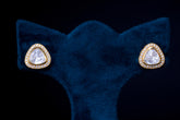 Trillion Polki Stone Silver Stud Earrings By Khaitan Jewels