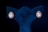 Oval Polki Stone Silver Stud Earrings By Khaitan Jewels
