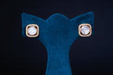 Refined Square Polki Stone Earrings By Khaitan Jewels