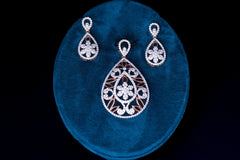 Blossom Lattice Diamond Pendant Set By Khaitan Jewels