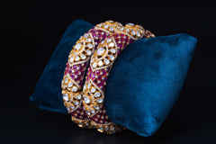 Polki Perfection Ruby Silver Bracelet By Khaitan Jewels