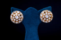 Ruby-Accented Round Polki Silver Studs By Khaitan Jewels