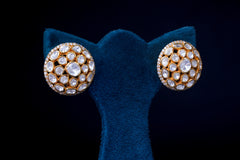 Ruby-Accented Round Polki Silver Studs By Khaitan Jewels