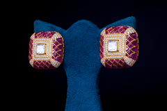Contemporary Square Silver Earrings By Khaitan Jewels