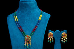 Navratna Polki Glow Necklace Set By Khaitan Jewels