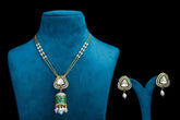 Emerald Elegance Kundan Jhumka Necklace By Khaitan Jewels