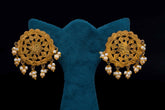 Golden round shaped earring by Khaitan Jewels