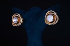 Versatile Detachable Polki Silver Earrings By Khaitan Jewels