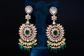 Silver Polki Grace Earrings with Beaded Fringe By Khaitan Jewels