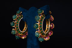 Reversible Green & White Polki Earrings By Khaitan Jewels