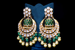 Jade Crescent Polki Jhoomar Chandbalis By Khaitan Jewels