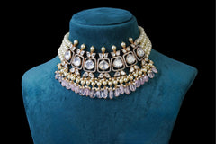Pink Choker Necklace Set: Elegant Jewelry by Khaitan Jewels