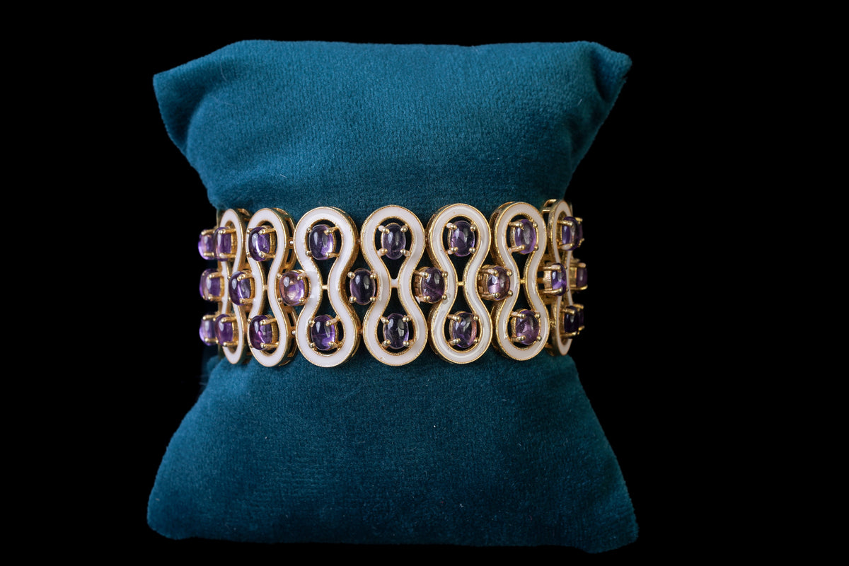 Lavender Gemstone Silver Bracelet By Khaitan Jewels
