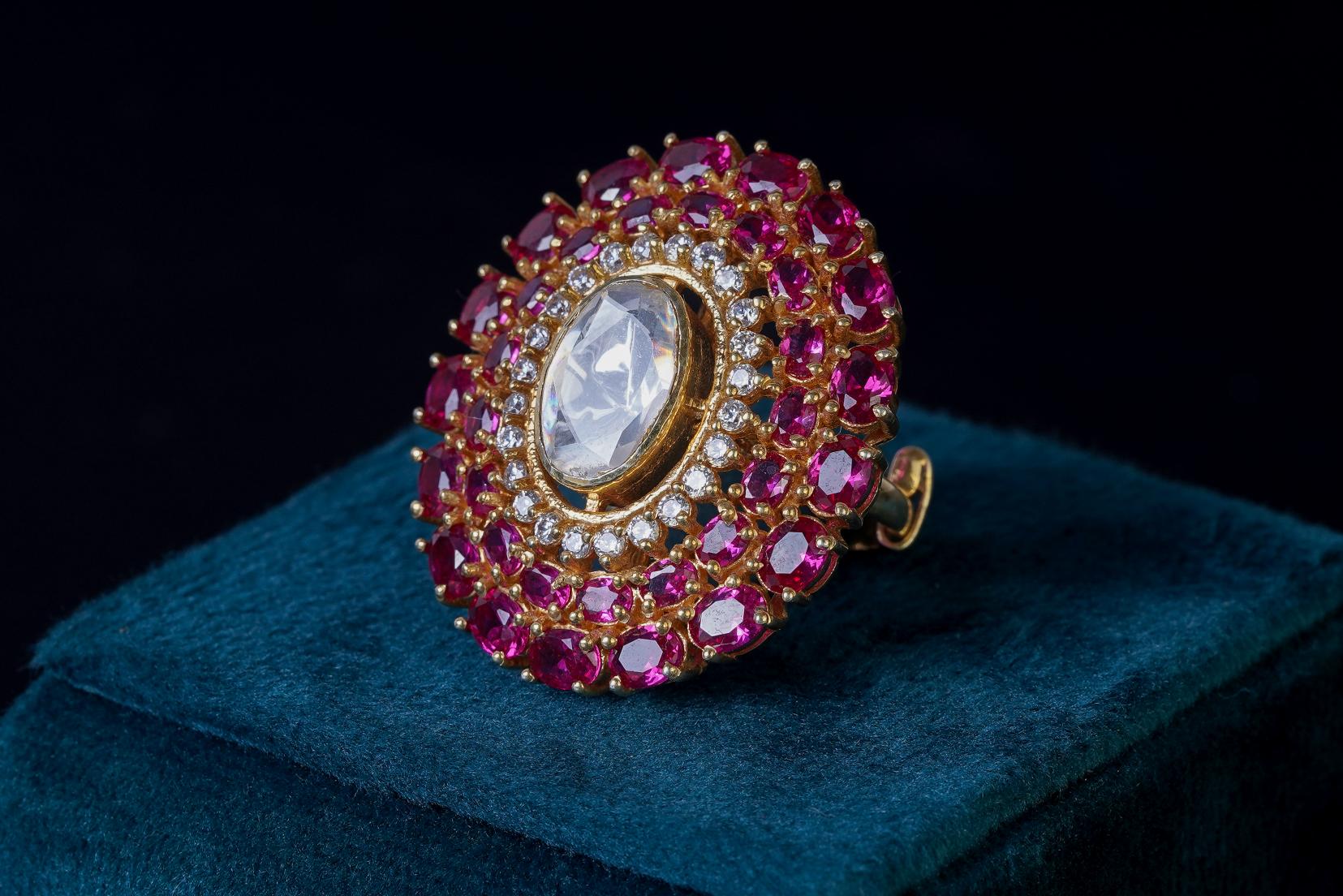 Vintage Pink Ruby Diamond Ring: Exquisite Jewelry by Khaitan Jewels