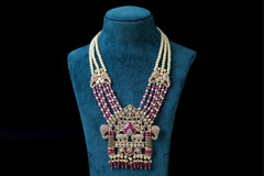 Pink Elephant Necklace: 18KT Gold Plated by Khaitan Jewels