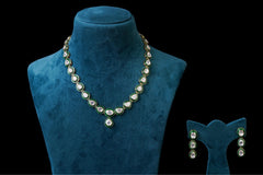 Minimal Green Necklace Set: Elegant Jewelry by Khaitan Jewels