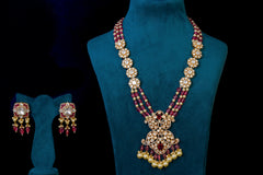 Crimson Butterfly Polki Necklace Set: Exquisite 18KT Gold Plated Jewelry By Khaitan Jewels